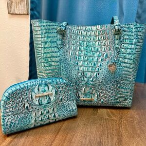 Brahmin NWOT April Tote & Dany Pouch Set - Mineral Blue